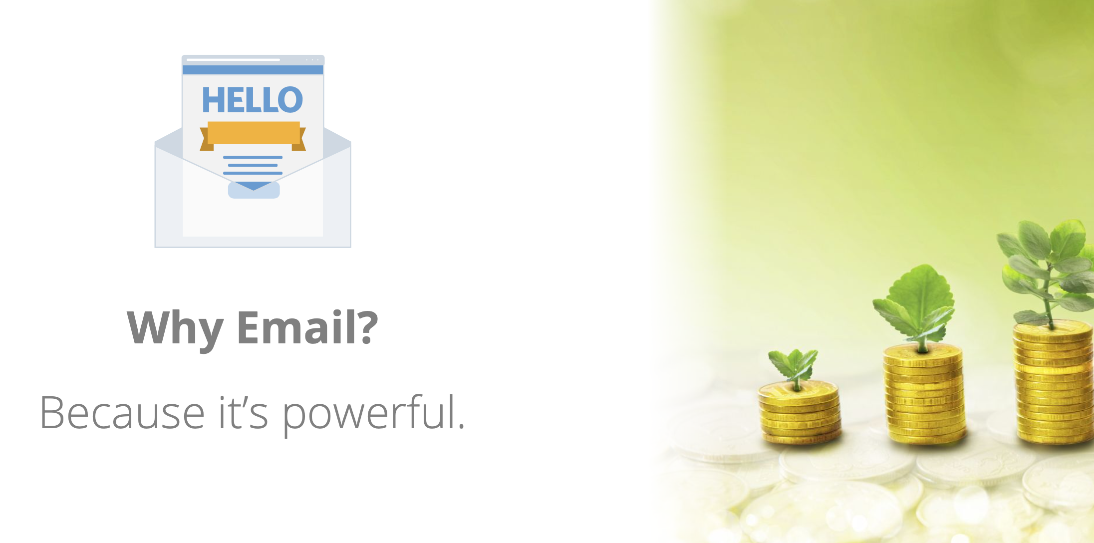 Email Marketing with a picture of growing coins.| Purely Write